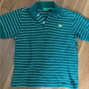 Masters Green and White Striped Polo Shirt